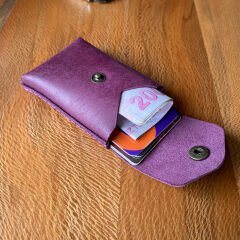 Minimalist Leather Card Holder - Purple