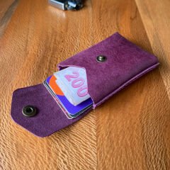 Minimalist Leather Card Holder - Purple