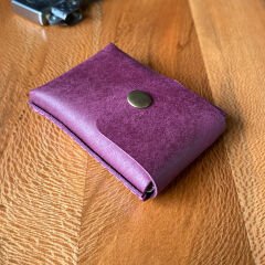 Minimalist Leather Card Holder - Purple