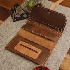 Deri Tütün Kesesi - Tütün Çantası TABA